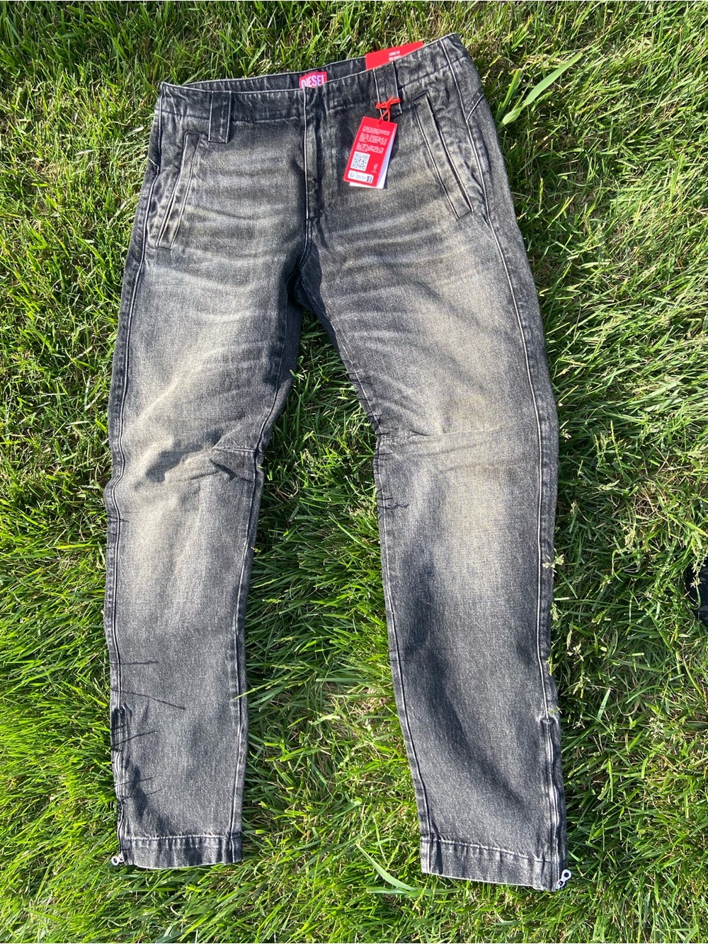 Diesel Slim Straight Jeans in Washed Black with Fading